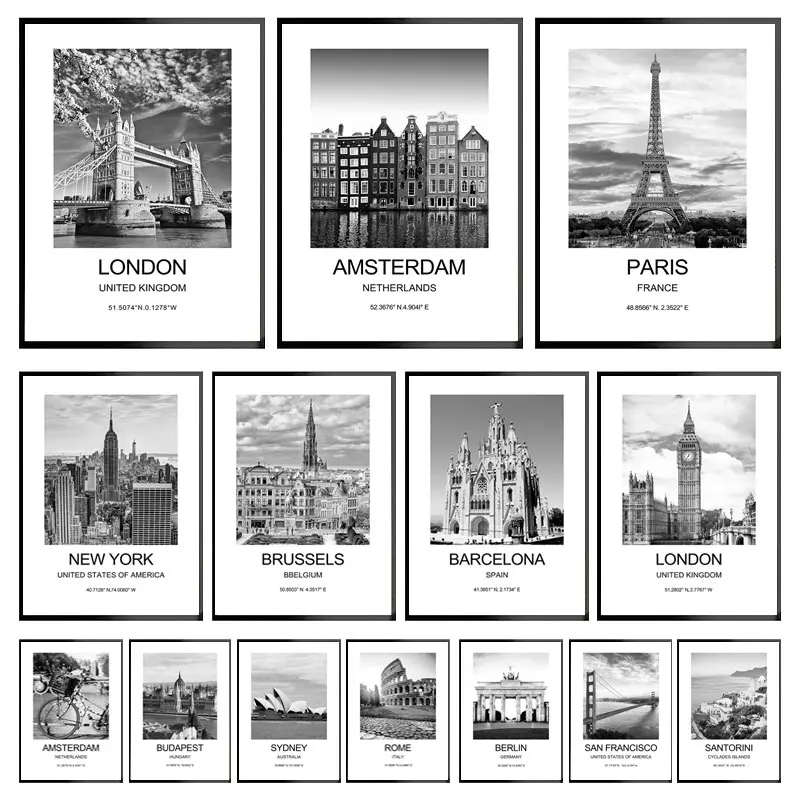 Poster Kota New York London Pa - Ink Blotter Paper ulasan dan harga
