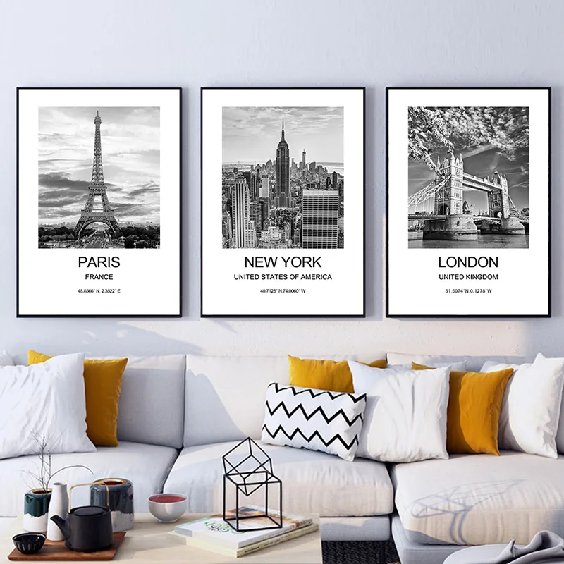 Poster Kota New York London Pa - Ink Blotter Paper ulasan dan harga